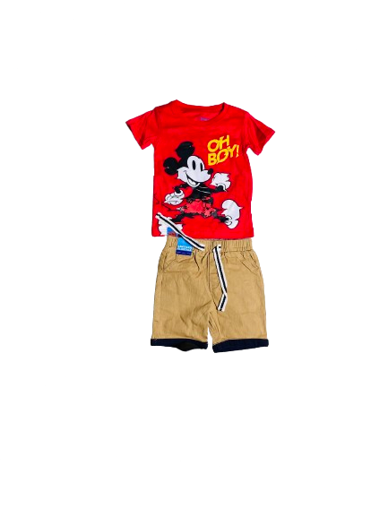 Set conjuntos dos piezas mickey short y camisa 12m a 3T D9-MK-1303B 690350 Rojo