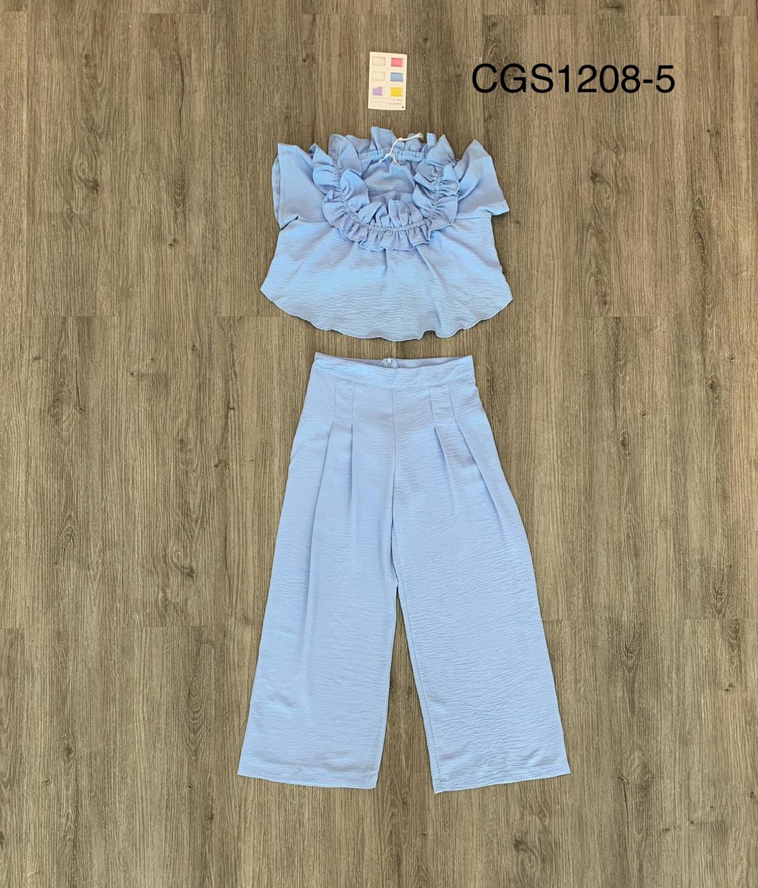 Set dos piezas para niña short camisa azul CSG1208-5