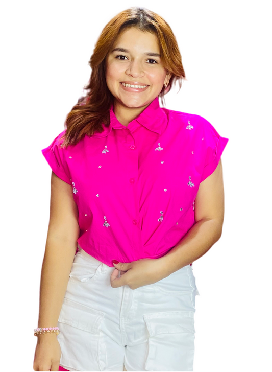 Camisa Blusa Dama top elástico Rosado CTD1198-19 490350