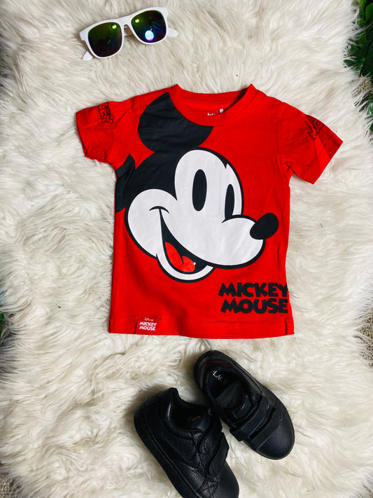 Camisa mickey  bebe niño 12m a 3T  D1-MK-1309B roja