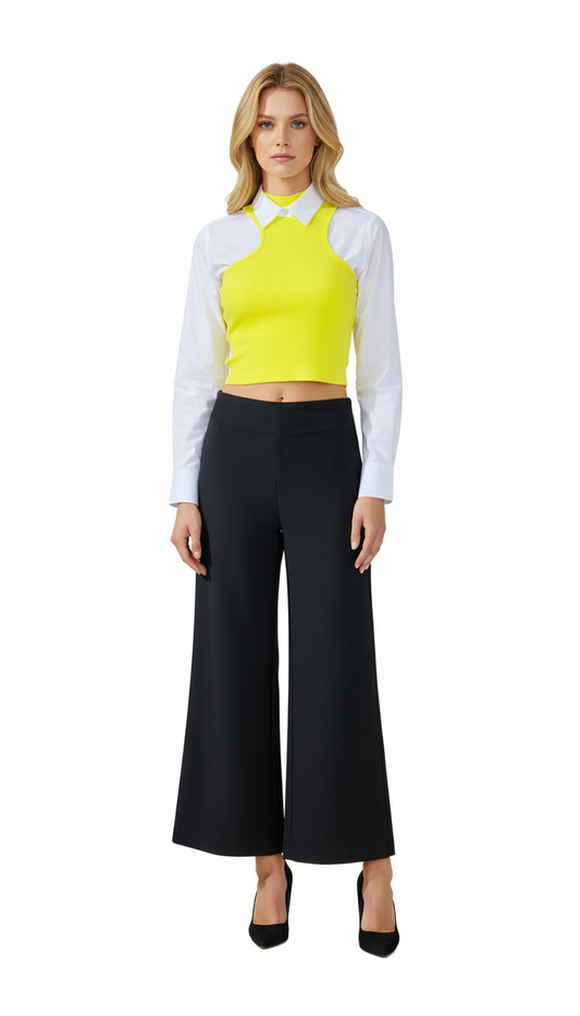 Pantalon formal dama Palazo flare pantaloneta negro IN3-2326 590490