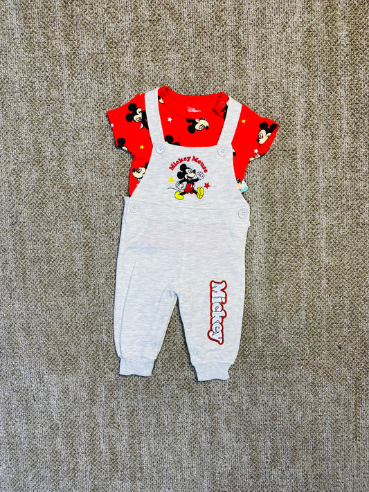 Set dos piezas camisa y overall mickey disney 6 a 24 meses D9-MK-1112B