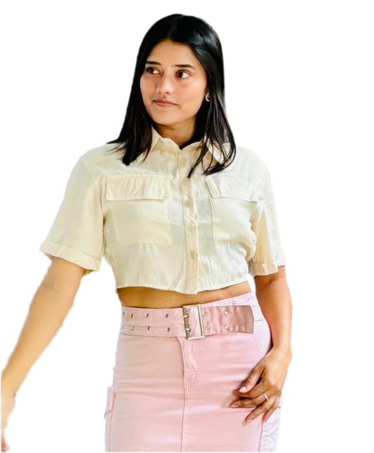 Camisa blusa dama Cuello Beige CTD1210-2 490390