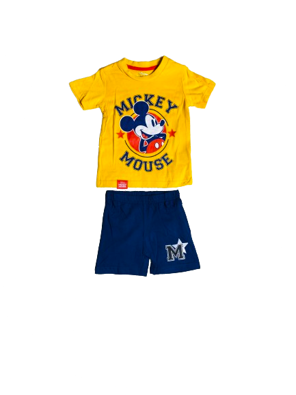 Set conjuntos dos piezas mickey short y camisa 12m a 3T D9-MK-1317B 390250 amarillo