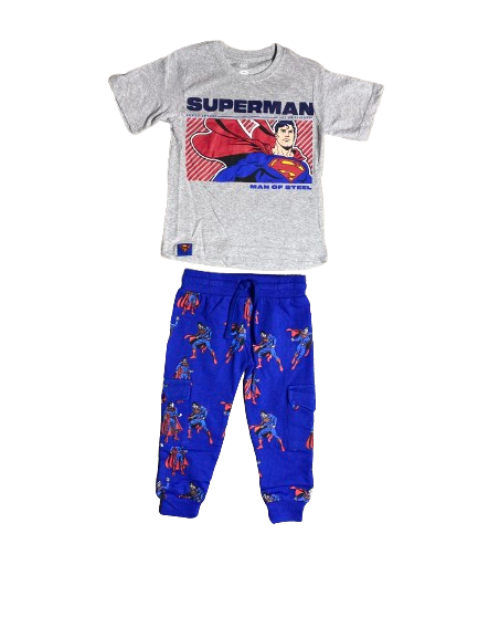 Set conjunto para niño Super Man 2-8 años camisa y buzo C9-SM-1039N 490350 Gris