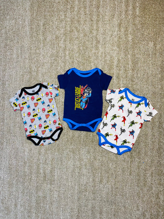 Mamelucos set de 3 piezas para bebe niño DC súper heroes C2-JL-865B