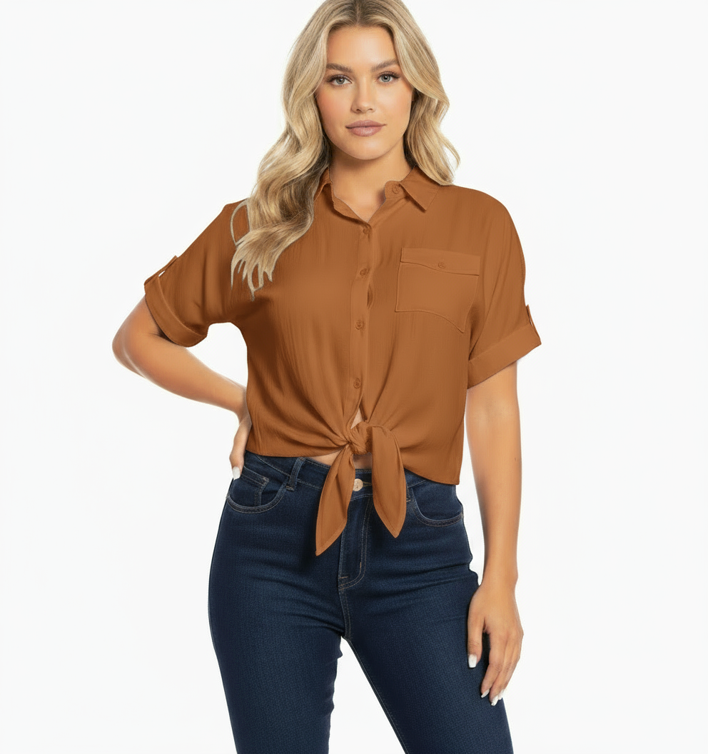 Camisa blanca beige azul fucsia verde café  dama mujer CTD1014-8 450350