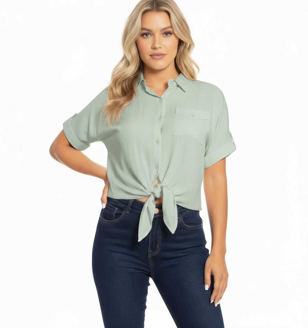 Camisa blanca beige azul fucsia verde café  dama mujer CTD1014-8 450350