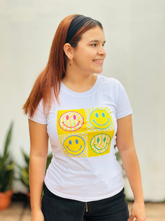 Camisa carita feliz blanco  S-XL IN1-2201