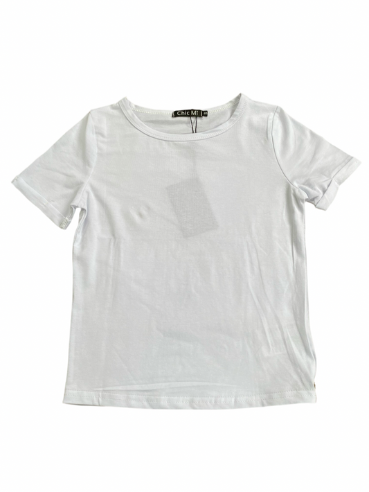 Camisa crop top basic Blanco algodón camiseta  CTD1154-10 395280