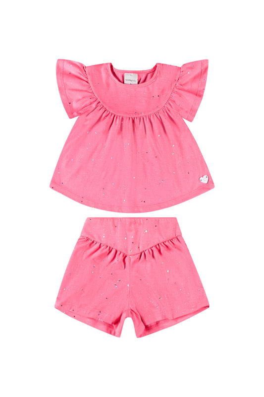 Conjunto Set 2 piezas camisa y short niña  rosada 34140-GLI016  Quimby  645445