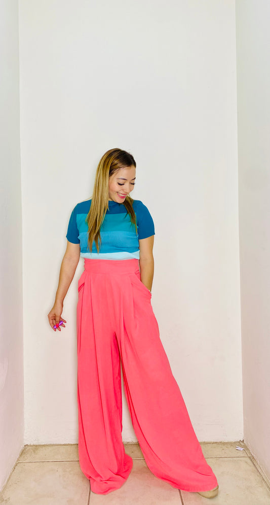 Pantalon de tela Dama Wide Leg Coral CPD1030-21