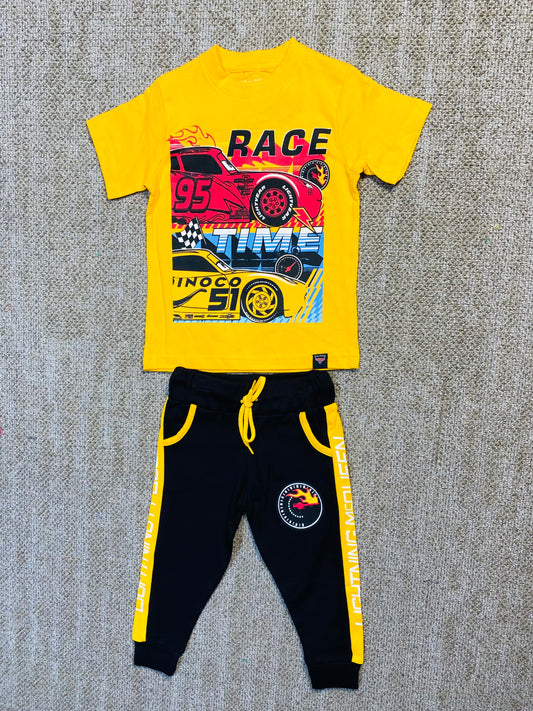 Set conjunto dos piezas cars camisa y pantalon 2 a 8 años A9-C3-173N amarillo