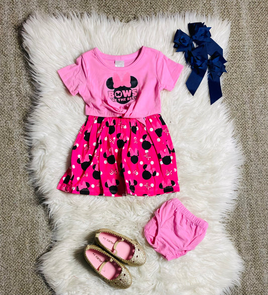 Vestido Minnie Disney Rosado Fucscia Azul Celeste con pantie 12m a 3T D10-MI-1287B