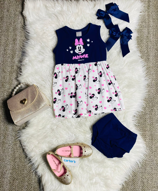 Vestido Minnie Disney  azul 12m a 3T D10-MI-1289B