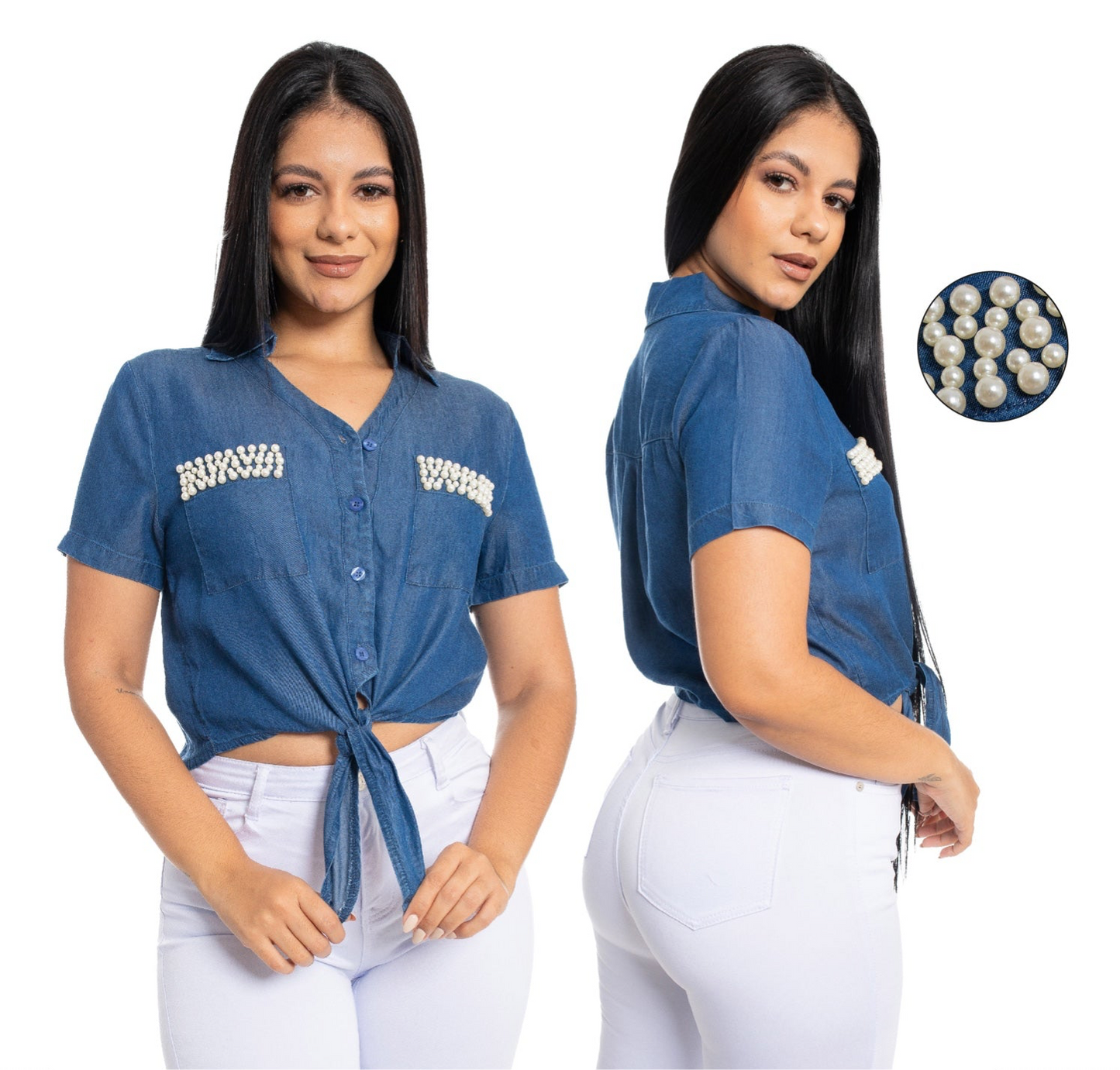 Camisa Jeans para dama Azul Claro CTD1188-12 590445