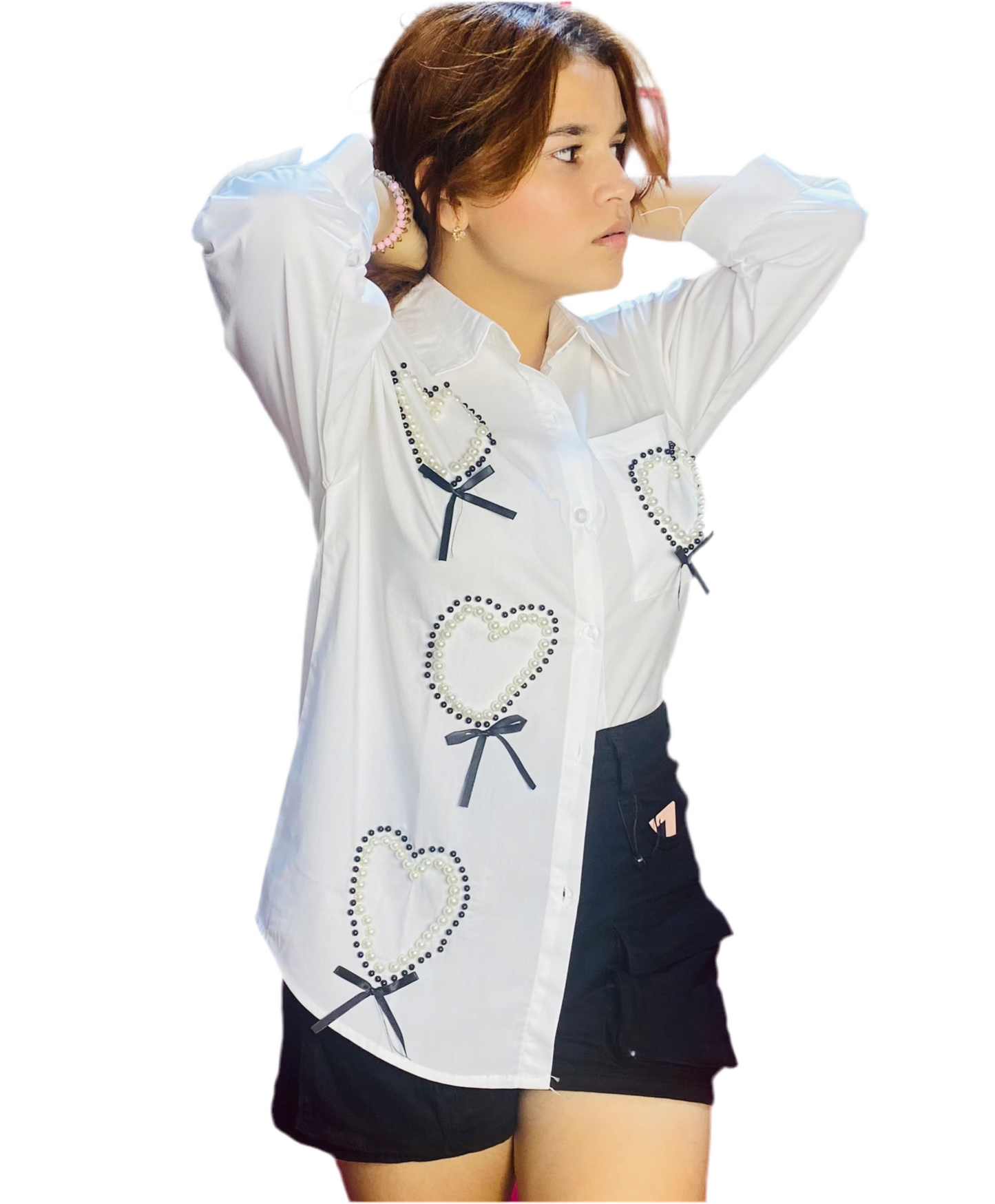 Camisa Blusa Dama manga larga con chongos blanca CTD1198-16 690445