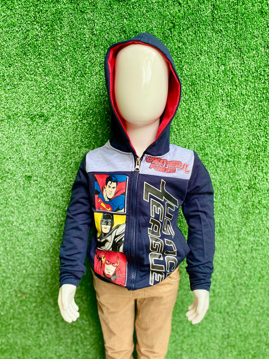 Sueter azul oscuro hoodie sudadera Batman super man iron man niño 2 a 8 años C1-JL-211N 350245