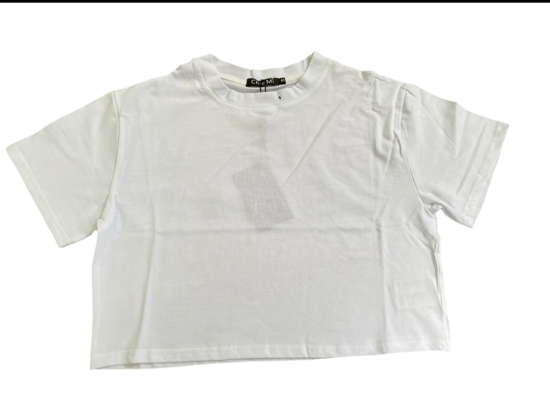 Camisa crop top basic Blanco algodón camiseta  CTD1154-1 395280