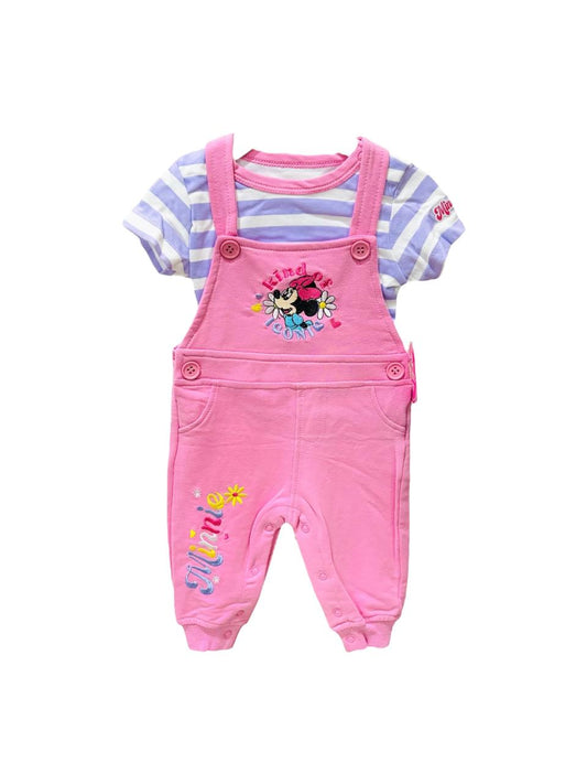 Set dos piezas camisa y overall Minnie para bebe niña disney 6 a 24 meses D9-MK-1197B rosado