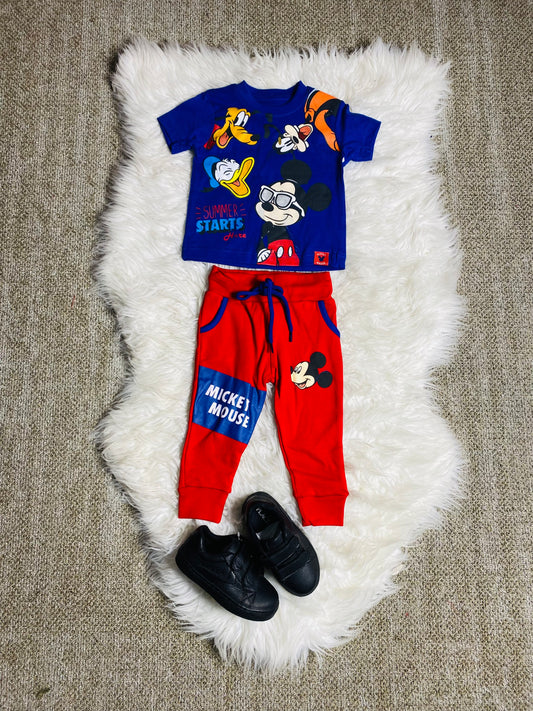 Set conjuntos dos piezas mickey short y camisa 12 m a 3T