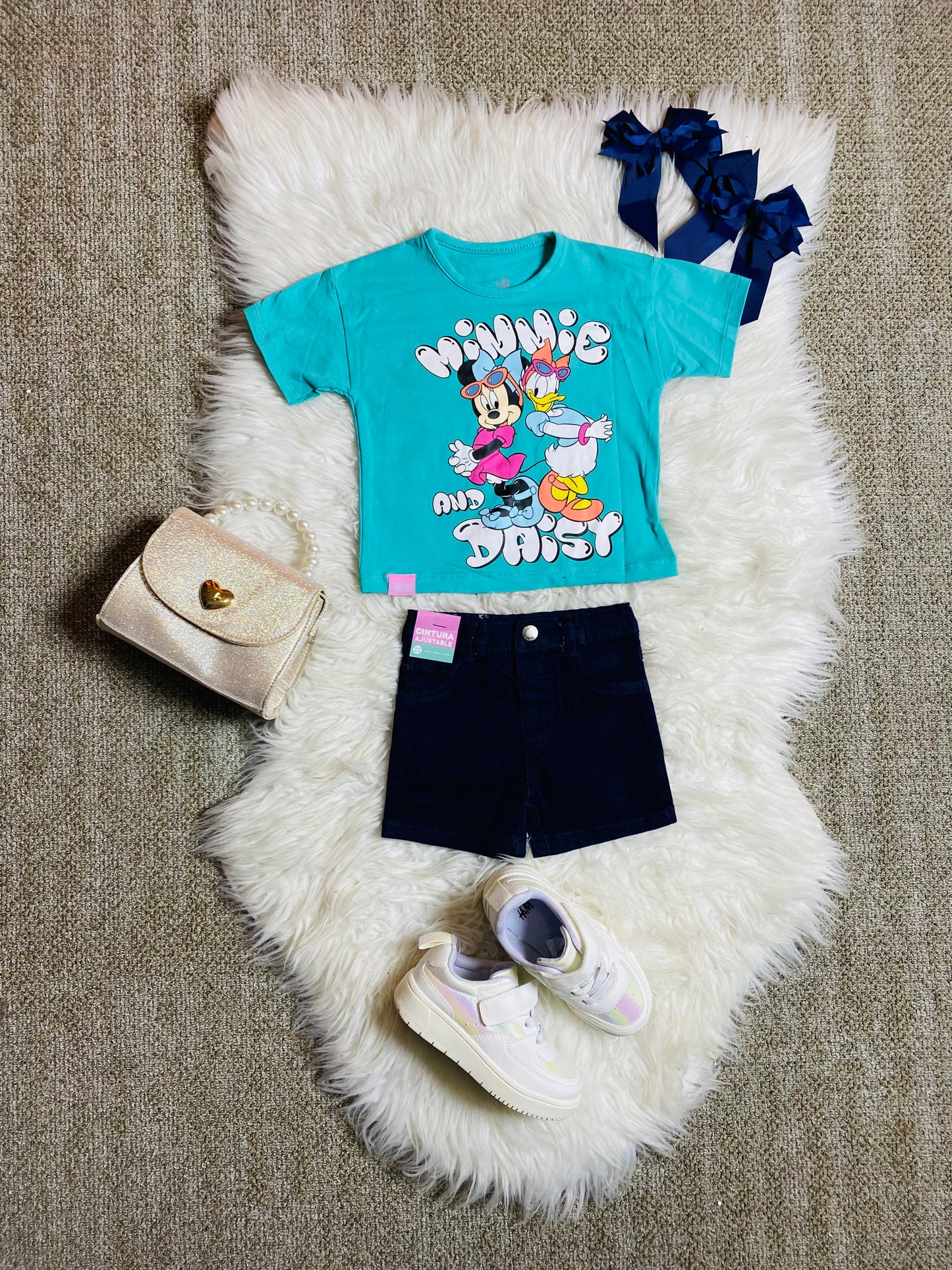 Set conjunto dos piezas minnie short camisa 12m a 3TD9-MI-1259B Aqua