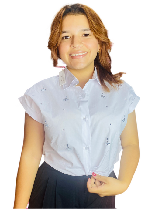 Camisa Blusa Dama top elástico blanco CTD1198-19 490350