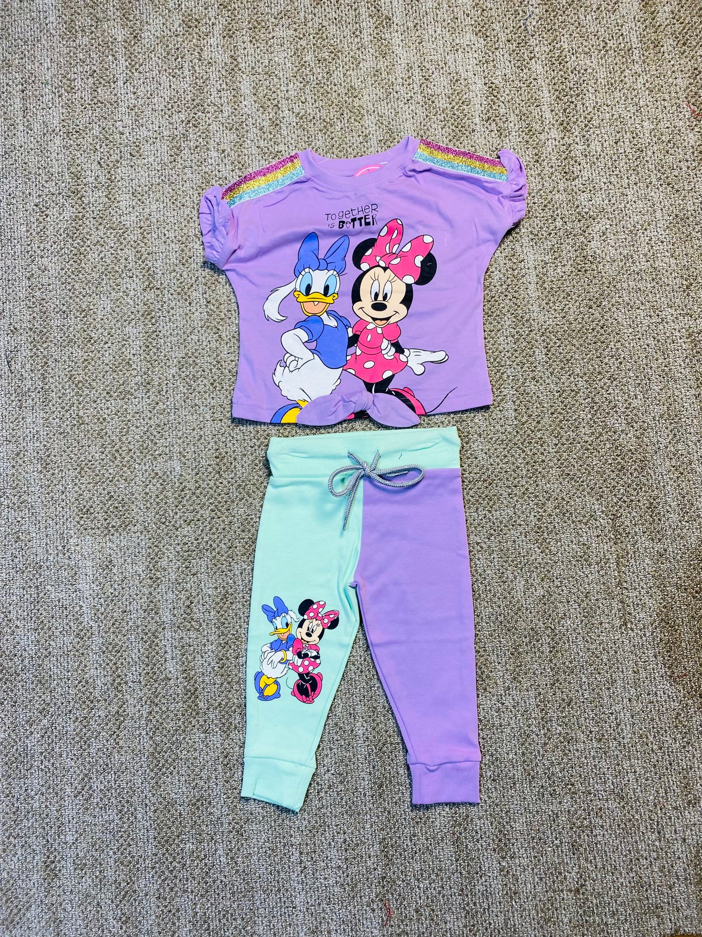 Set conjunto dos piezas minnie camisa jogger colores 12m a 3T D9-MI-1212B morada