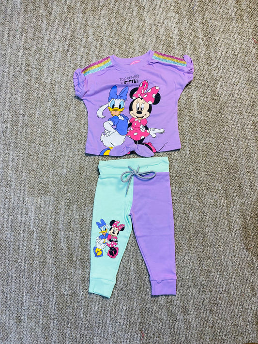 Set conjunto dos piezas minnie camisa jogger colores 12m a 3T D9-MI-1212B morada