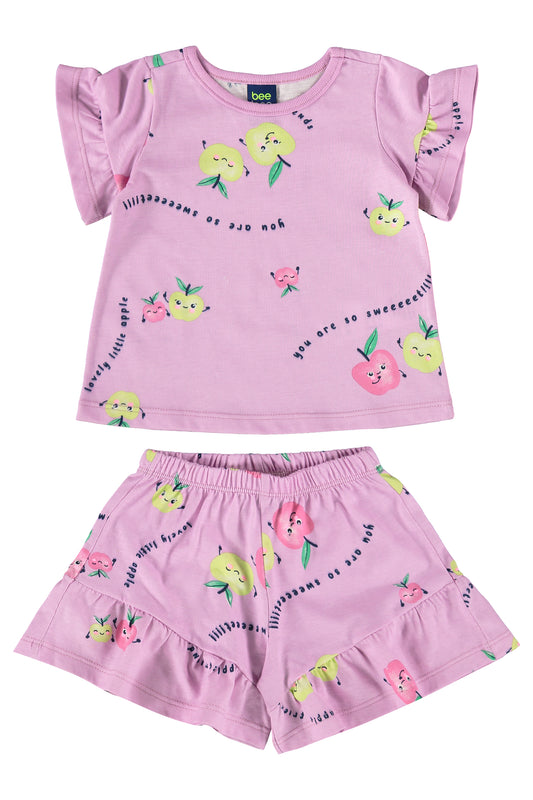 Conjunto set de dos piezas para bebe niña Short y Camisa 17984-AB2192 490345 morado lila