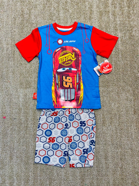 Set conjunto dos piezas camisa y short cars 2 a 8 años rojo