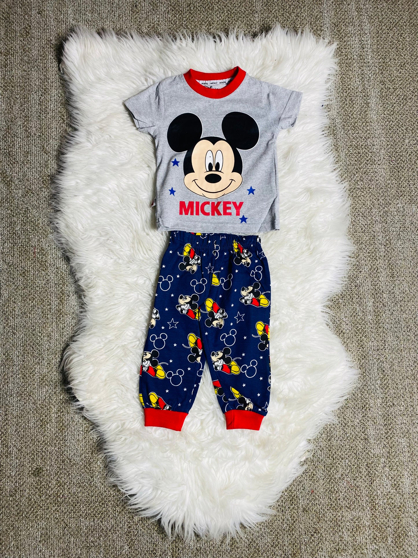 Pijama bebé niño mickey 12m a 3T roja azul gris D3-MK-639B Gris