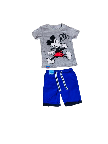 Set conjuntos dos piezas mickey short y camisa 12m a 3T D9-MK-1303B 690350 Gris