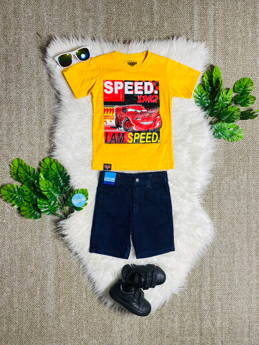 Set conjunto dos piezas cars camisa y pantalon 2 a 8 años A9-C3-187N amarillo