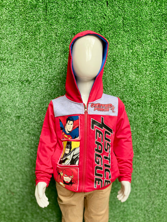 Sueter rojo hoodie sudadera Batman super man iron man niño 2 a 8 años C1-JL-211N 350245