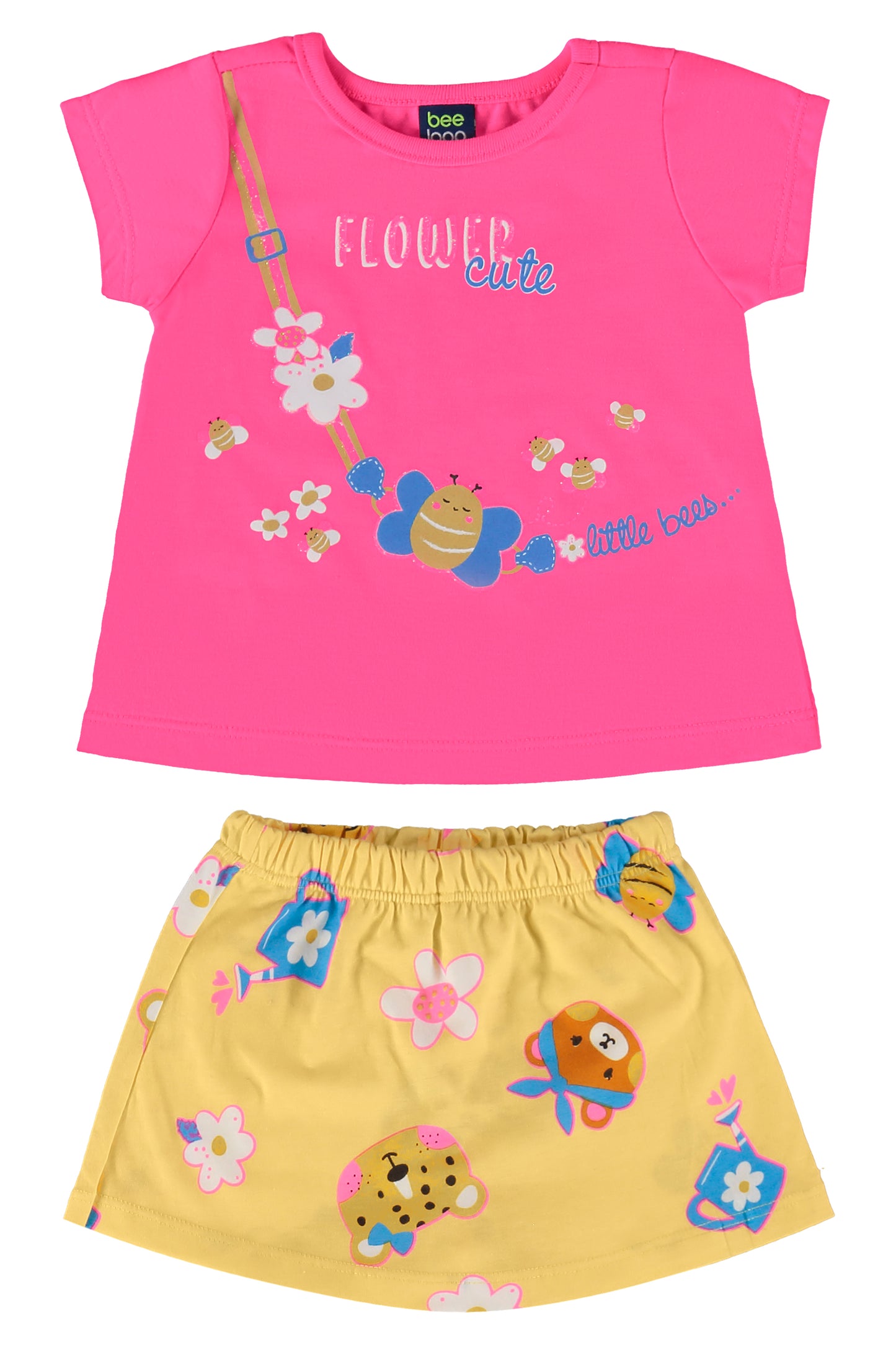 Conjunto para bebe niña falda short y camisa  fucsia 17989-072033 490345 bee loop