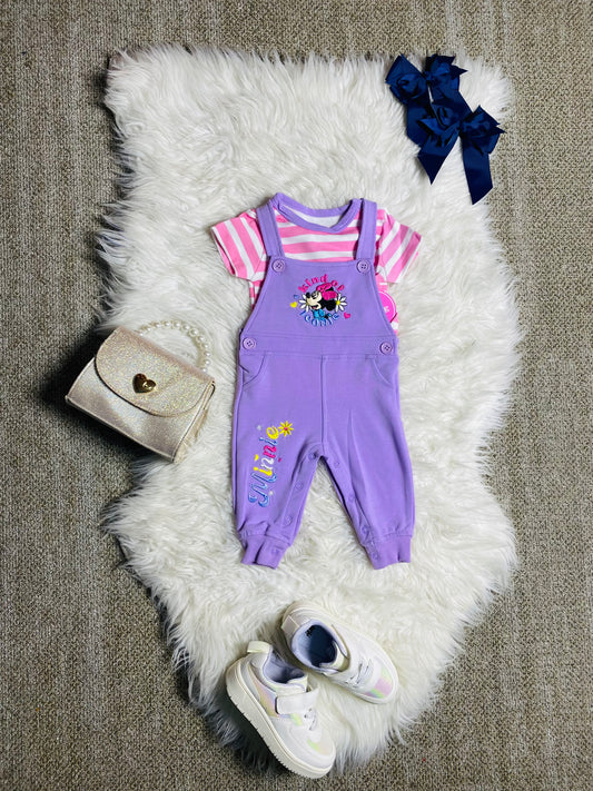 Set dos piezas camisa y overall Minnie para bebe niña disney 6 a 24 meses D9-MK-1197B morado lila