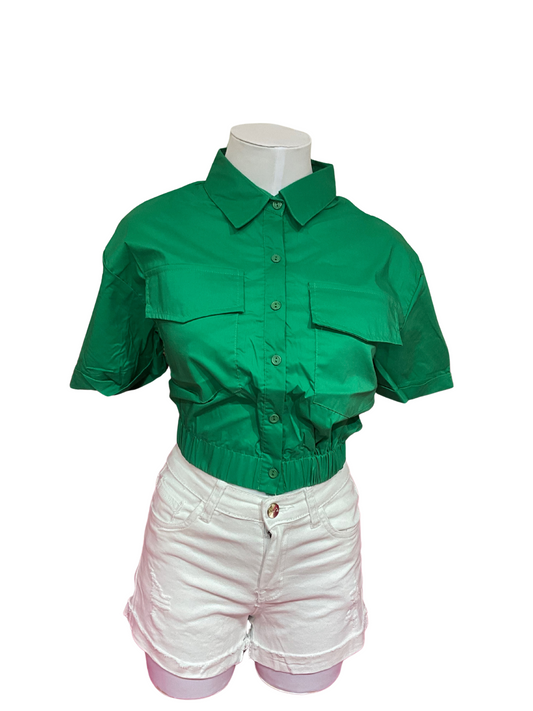 Camisa blusa dama coello bolsas Verde Z1-1377-A