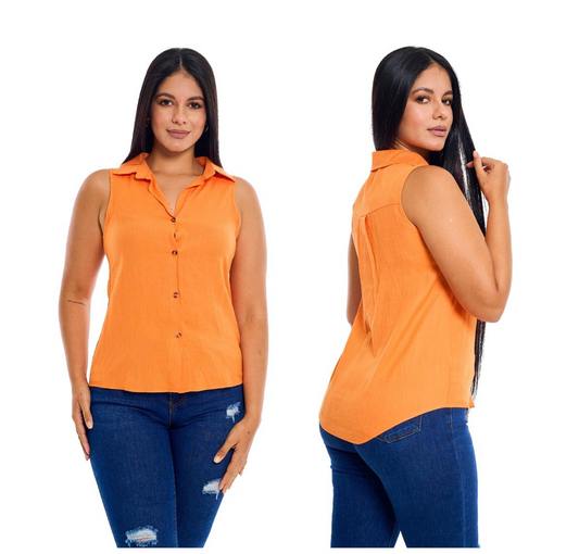 Camisa para dama mujer rosada fucsia verde naranja y blanca CTD1141-8