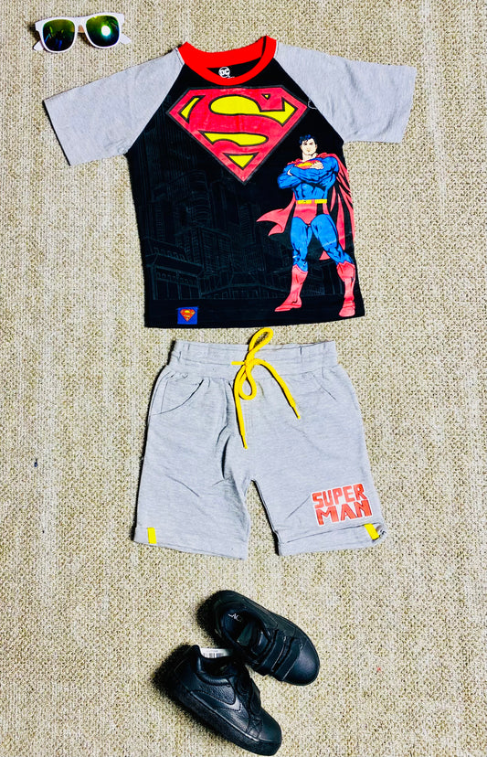 Set conjuntos dos piezas Super Man short y camisa 2 a 8 años C9-SM-949N azul