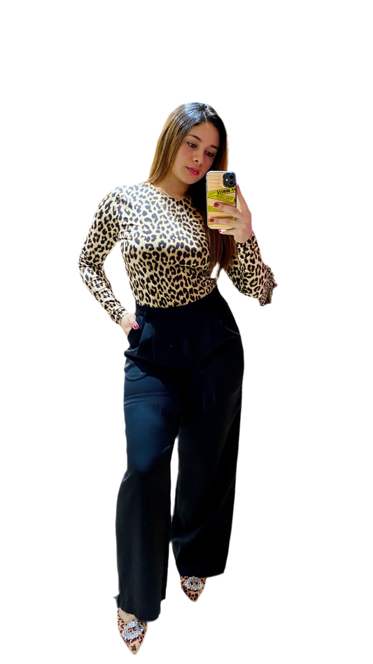 Camisa Blusa manga larga Dama Animal Print H&M