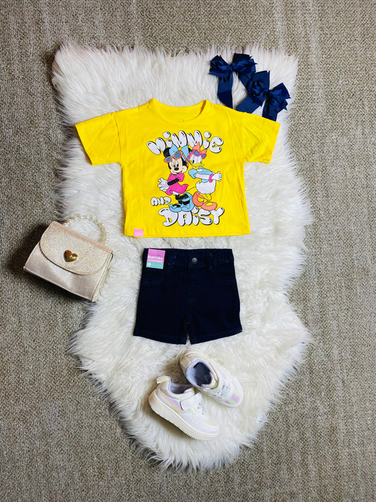 Set conjunto dos piezas minnie short camisa 12m a 3TD9-MI-1259B amarillo