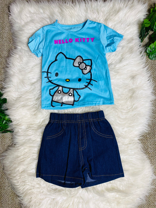 Set conjunto dos piezas para niña hello kitty 2 a 8 años H9-HK-101D azul