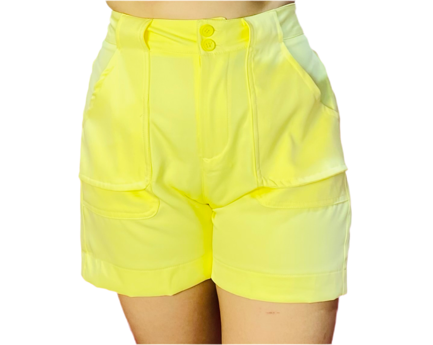 Short tiro alto tela formal amarillo INT7-1739 445299