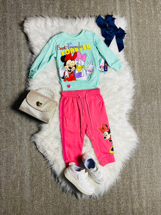 Set conjunto para bebe niña camisa y buzo minnie 12m a 3T D9-MI-1229B verde