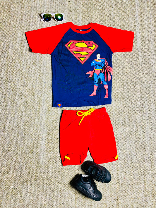 Set conjuntos dos piezas Super Man short y camisa 2 a 8 años C9-SM-949N rojo