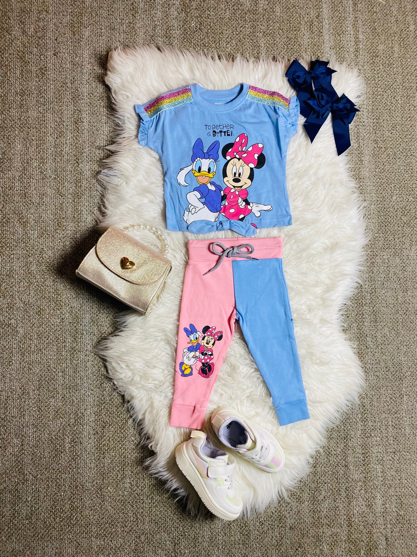 Set conjunto dos piezas minnie camisa jogger colores 12m a 3T D9-MI-1212B azul