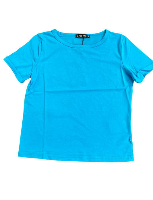 Camisa crop top basic Azul algodón camiseta  CTD1154-10 395280