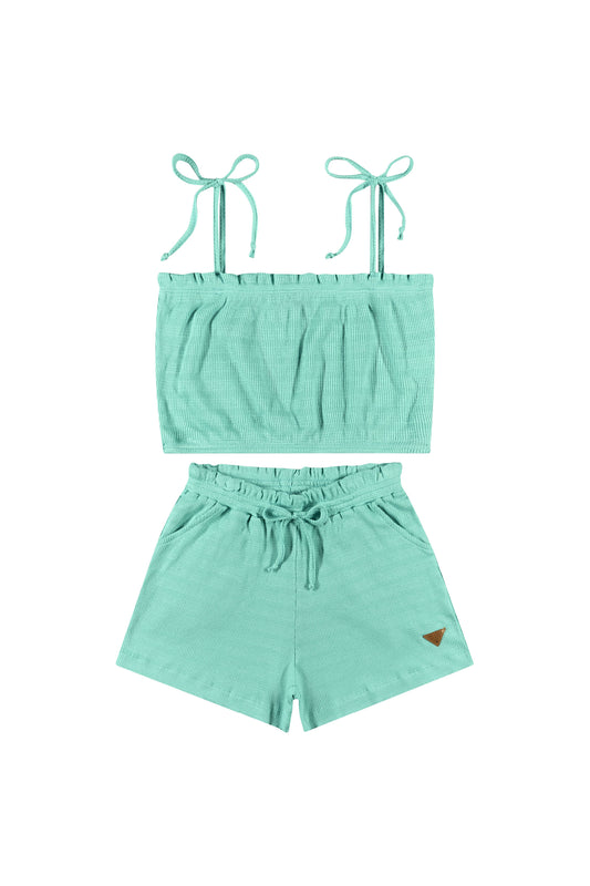 Conjunto para niña short y camisa  verde gloss 31849