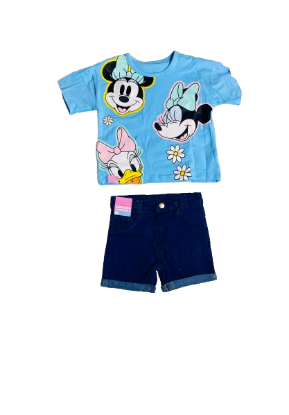 Set conjunto dos piezas minnie azul short camisa 12m a 3T D9-MI-1254B 550345